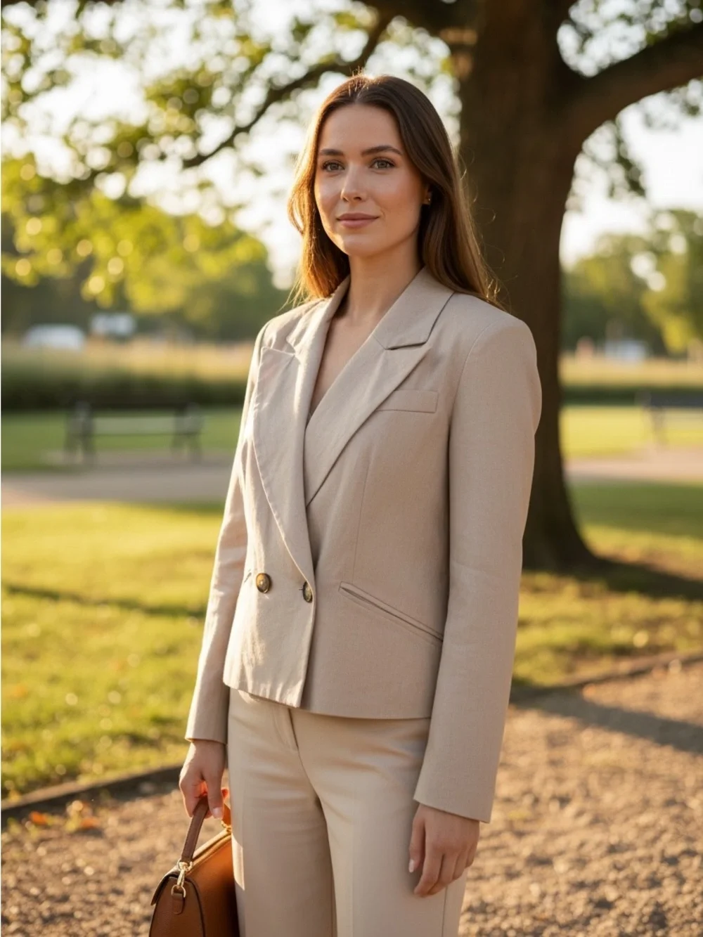 H by Halston Women's Tan Notch Collar Linen Blend Cropped Blazer Jacket Size S